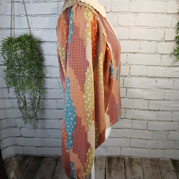 WOMENS GIMMECK BY BUCKLE BOHO TOP BALLON SLEEVES CROCHETED COLLAR SIZE SMALL - Picture 7 of 12